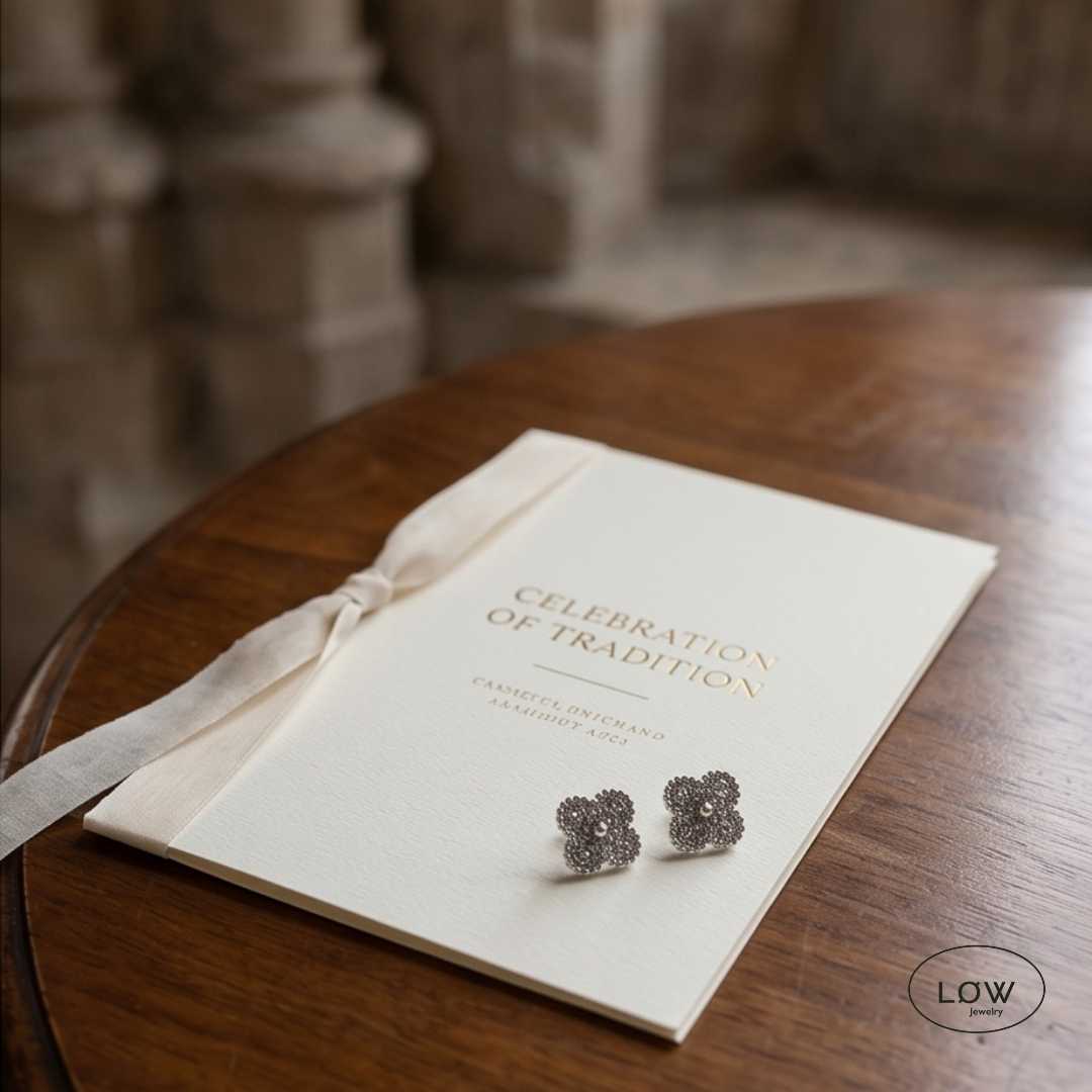 Fortuna Clover Stud Earrings Silver fra LØW Jewelry øredobber