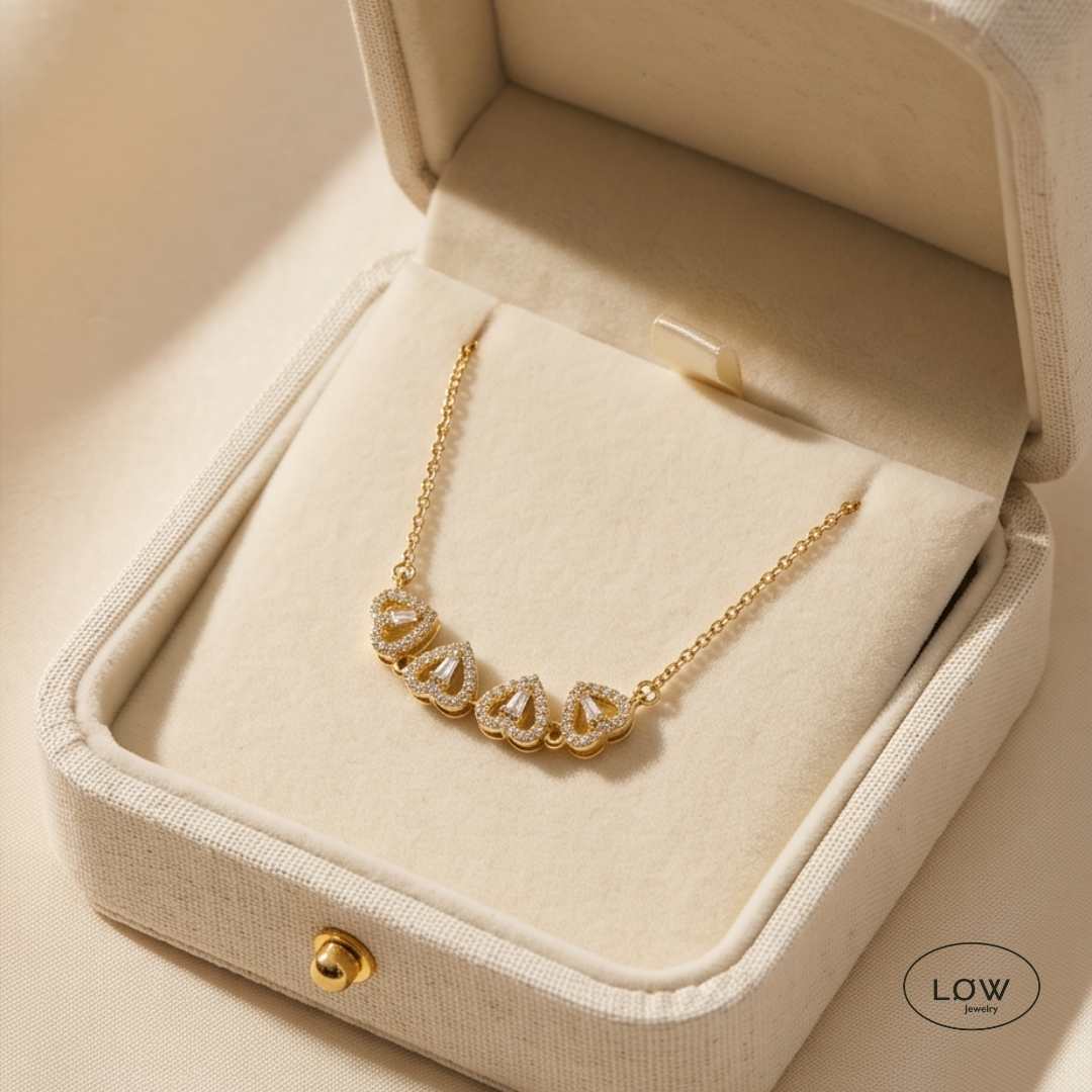 Gold Convertible Clover Heart Necklace – gullfarget kløversmykke