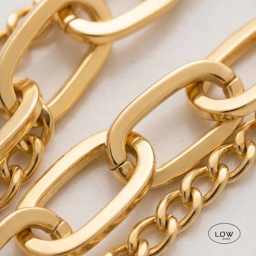 Ørepynt Golden Double Chain Tassel Earrings nikkelfri øredobber LØW Jewelry