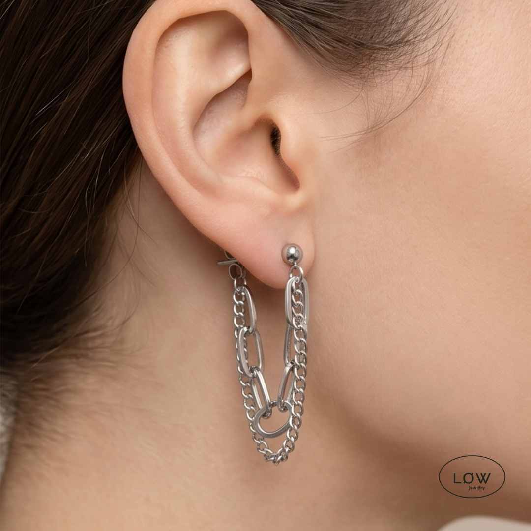 Ørepynt Golden Double Chain Tassel Earrings nikkelfri øredobber LØW Jewelry