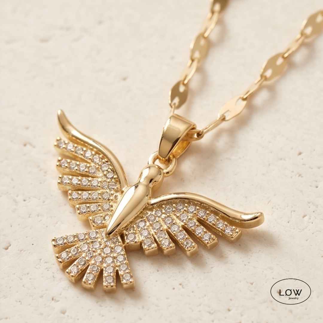 Halssmykke Golden Dove Zircon Necklace LØW Jewelry