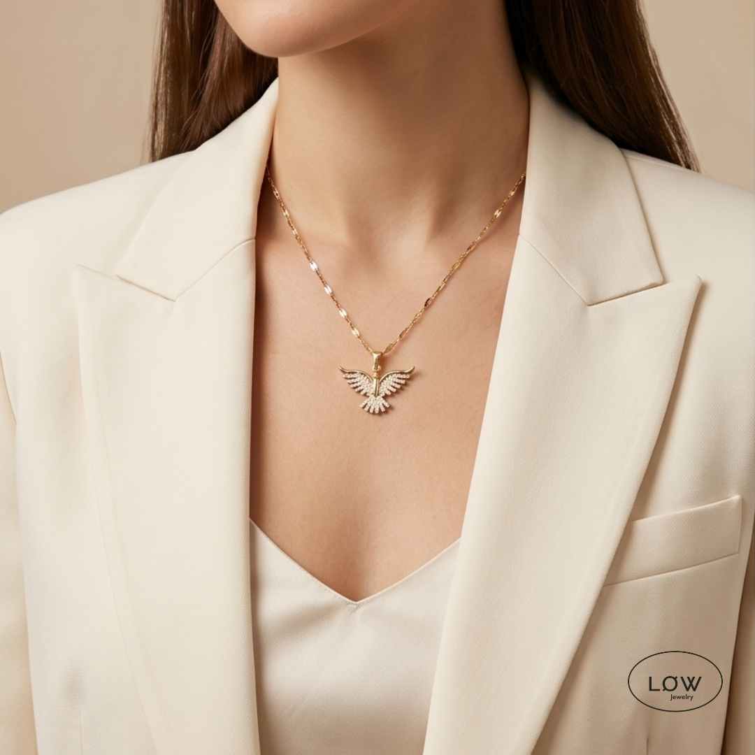 Halssmykke Golden Dove Zircon Necklace LØW Jewelry