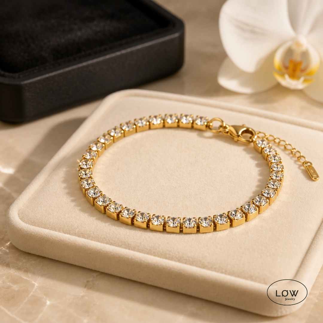 Golden Radiance Tennis Bracelet LØW Jewelry stainless steel zircona