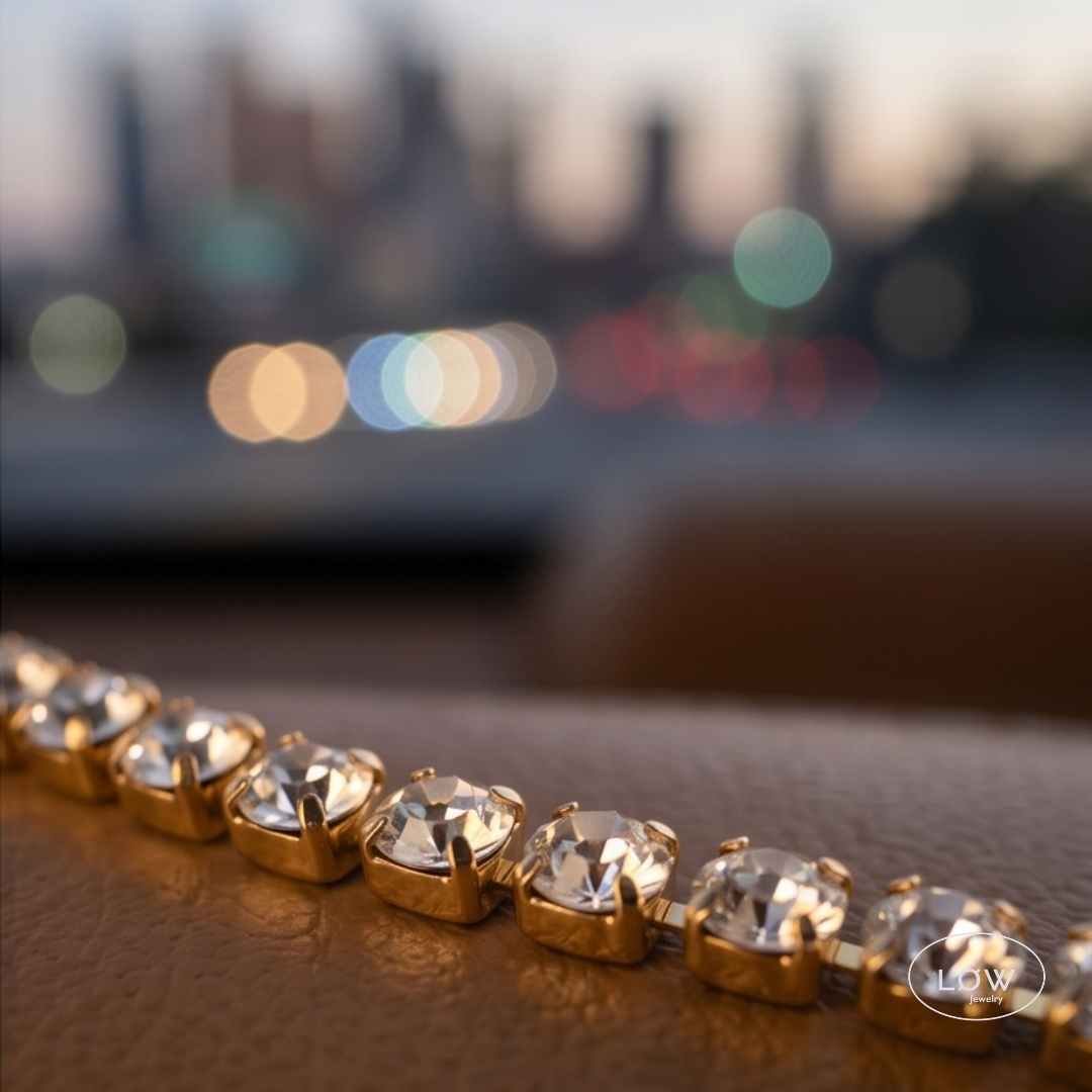 Golden Radiance Tennis Bracelet LØW Jewelry stainless steel zircona