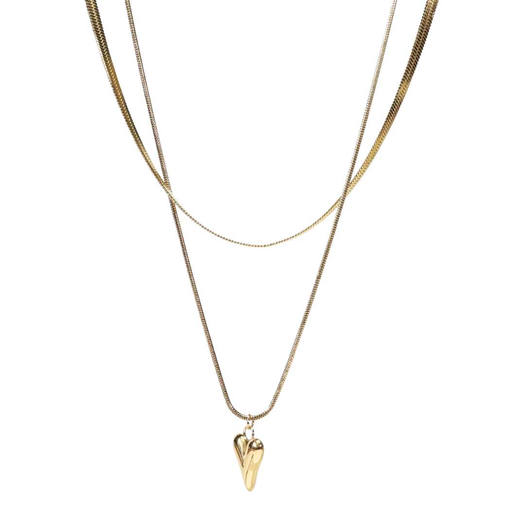 Halssmykke Dobbelt med Hjerte LØW Jewelry