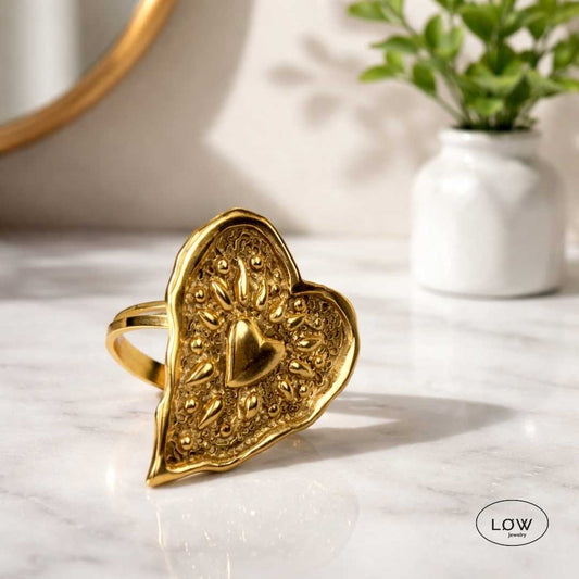 Heart Boho Statement Ring fra LØW Jewelry justerbar open ring
