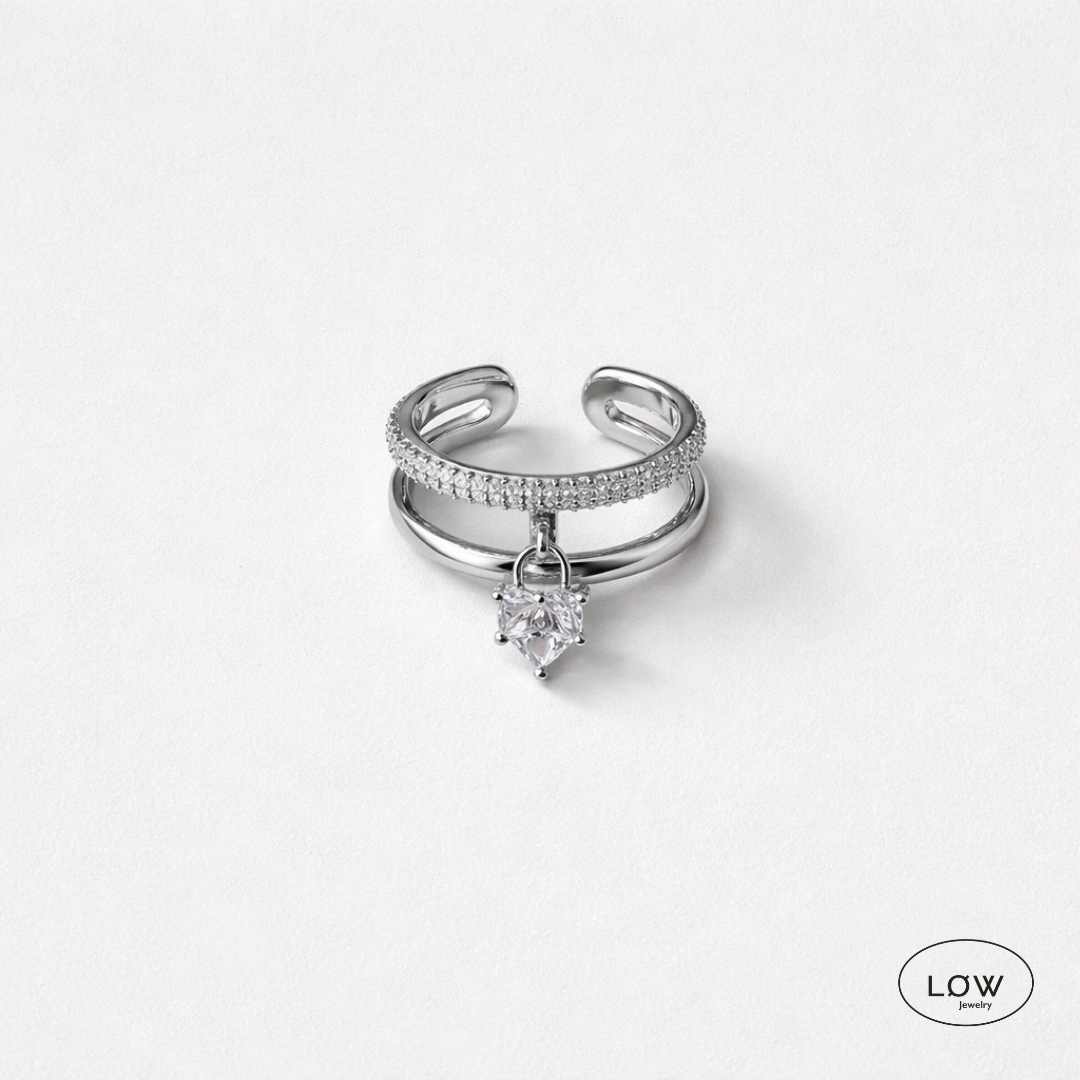 Heart Charm Open Ring – charms ring, justerbar ring Justerbar charmsring LØW Jewelry