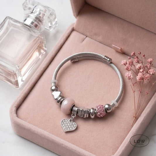 Heart Charms Bracelet LØW – charms armbånd med hjerte charms charmsarmbånd LØW Jewelry