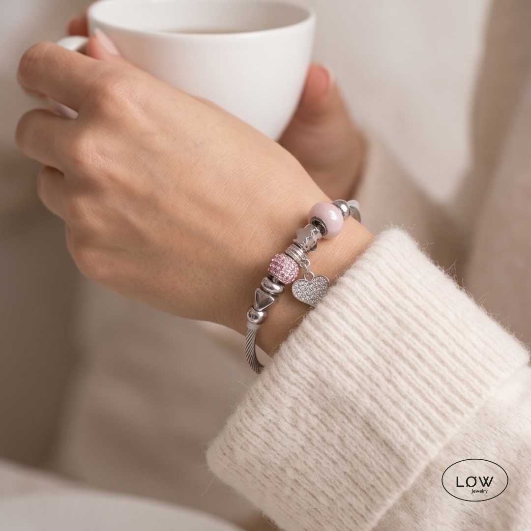 Heart Charms Bracelet LØW – charms armbånd med hjerte charms charmsarmbånd LØW Jewelry