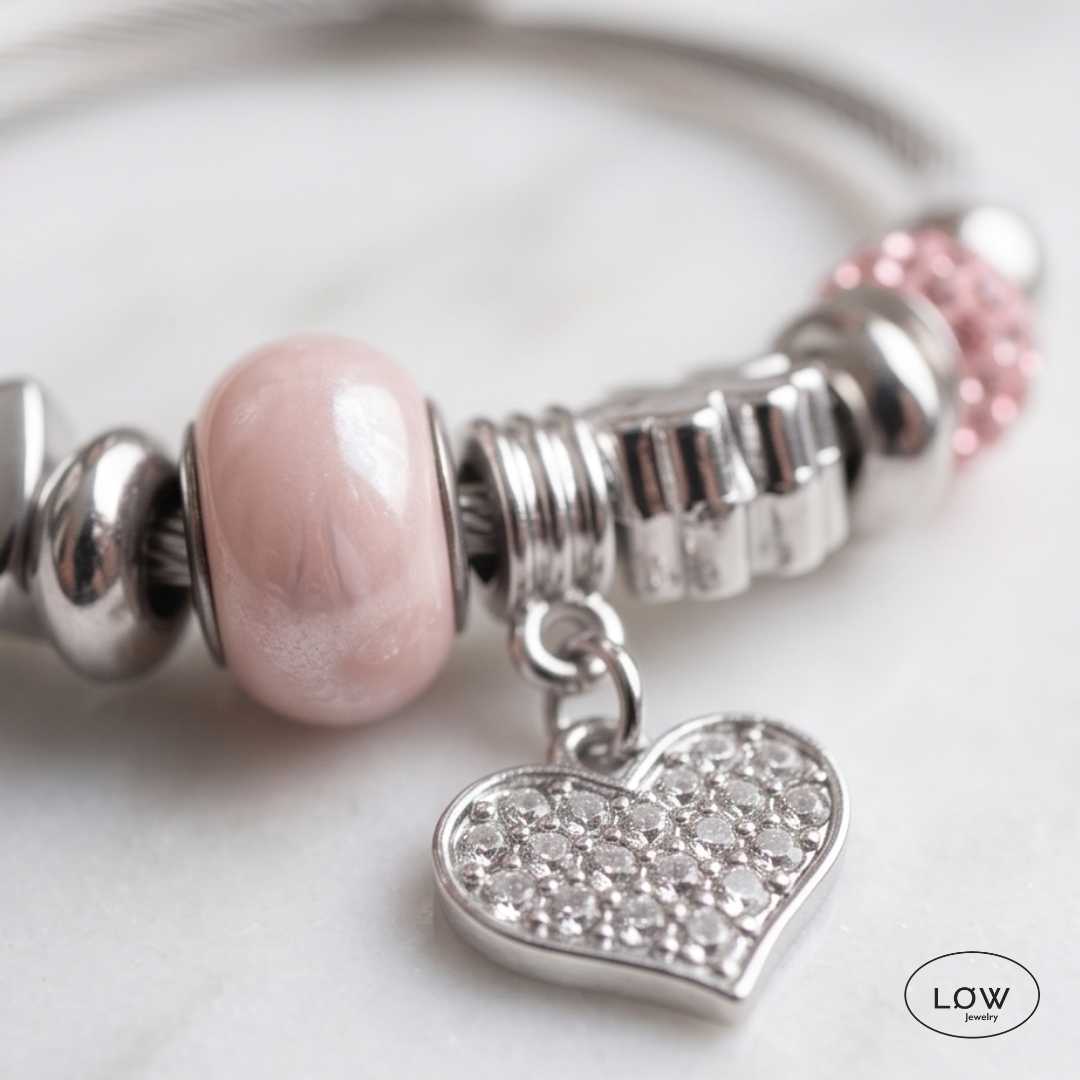Heart Charms Bracelet LØW – charms armbånd med hjerte charms charmsarmbånd LØW Jewelry