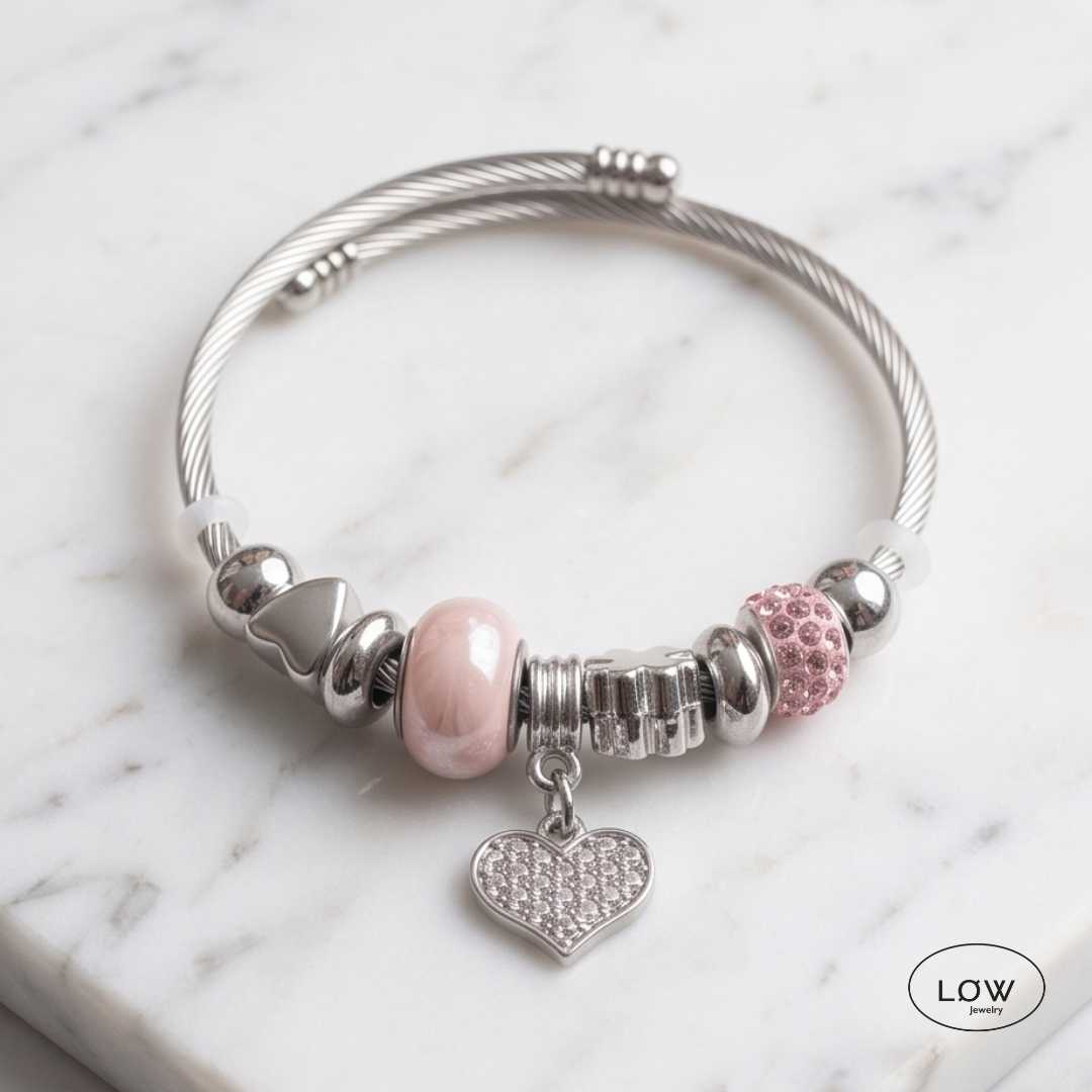 Heart Charms Bracelet LØW – charms armbånd med hjerte charms Charmsarmbånd ØW Jewelry