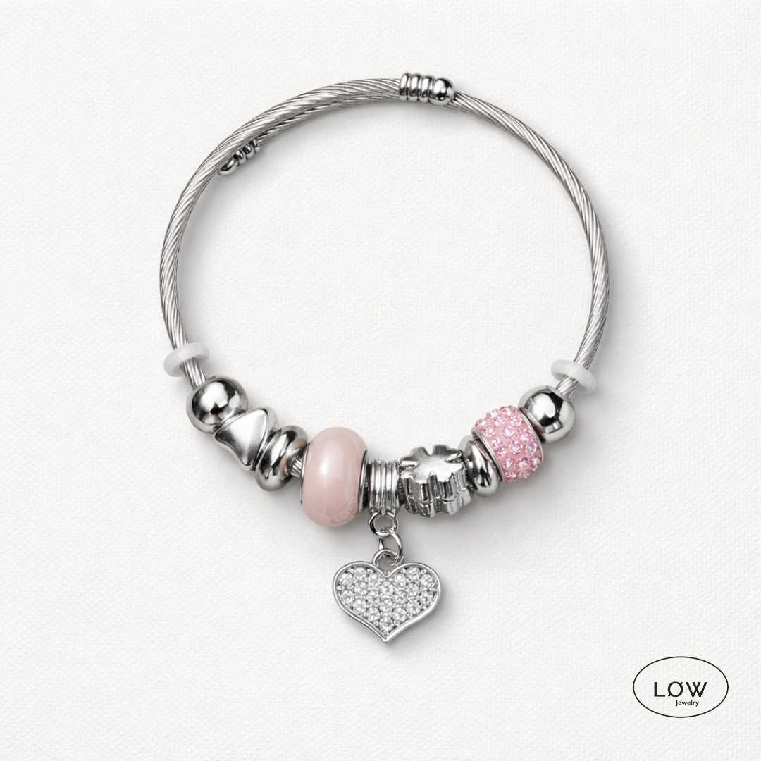 Heart Charms Bracelet LØW – charms armbånd med hjerte charms Charmsarmbånd LØW Jewelry