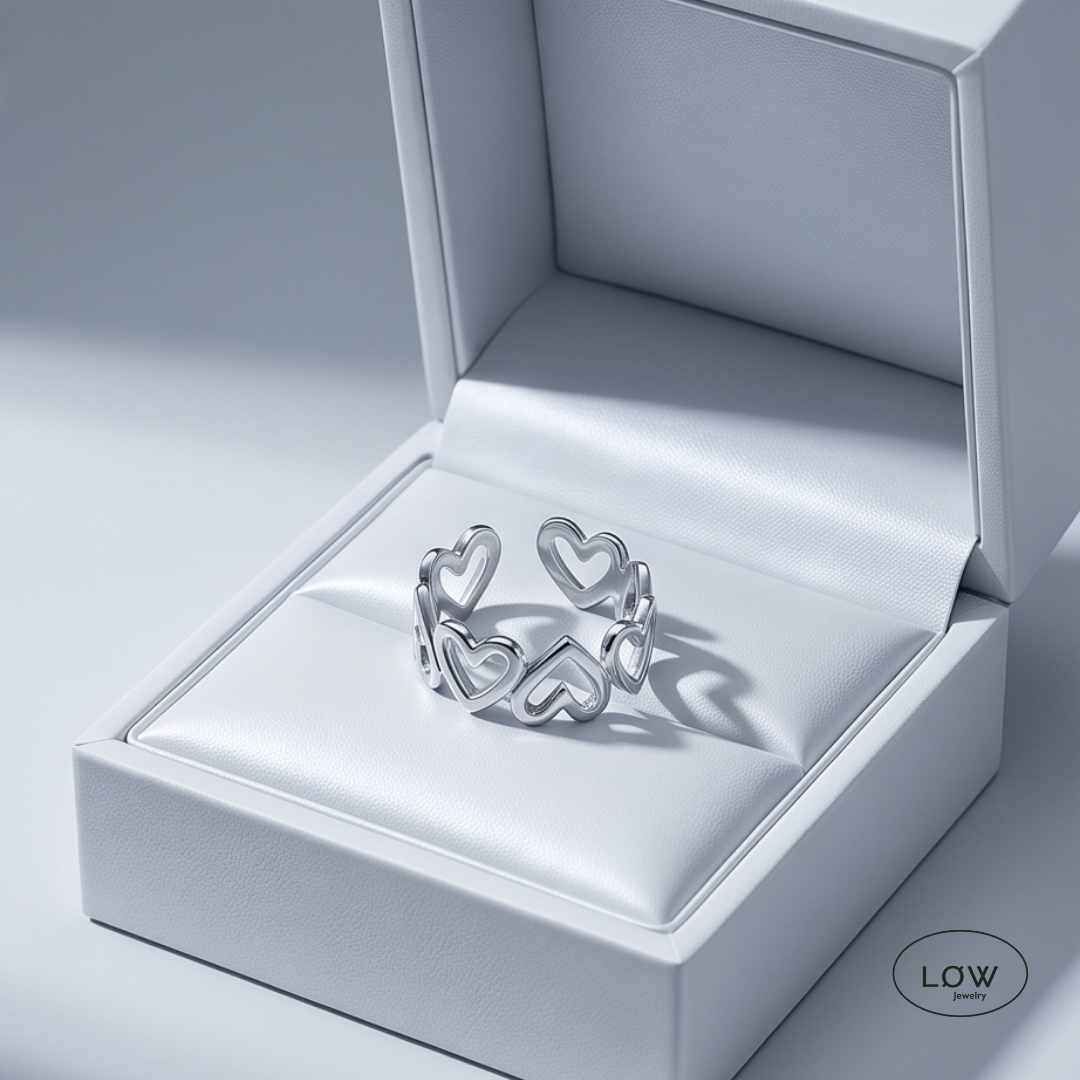 Heart Open Ring White Gold fra LØW Jewelry stainless steel 18K plated