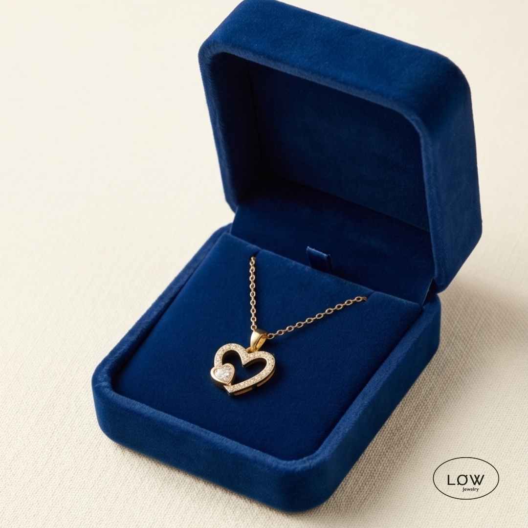 Halssmykke Hollow Heart Zircon Necklace LØW Jewelry