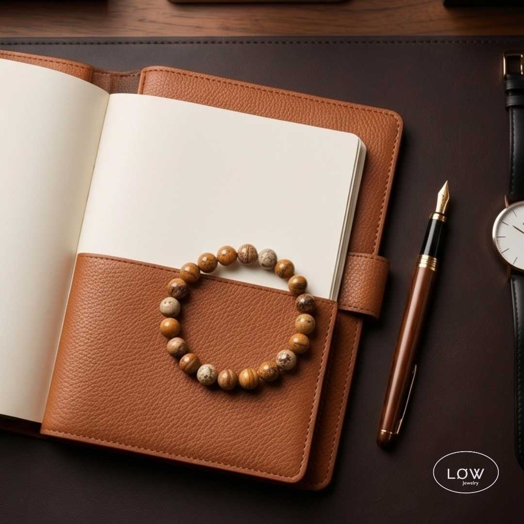 Jasper Stone Bead Bracelet fra LØW Jewelry perle armbånd