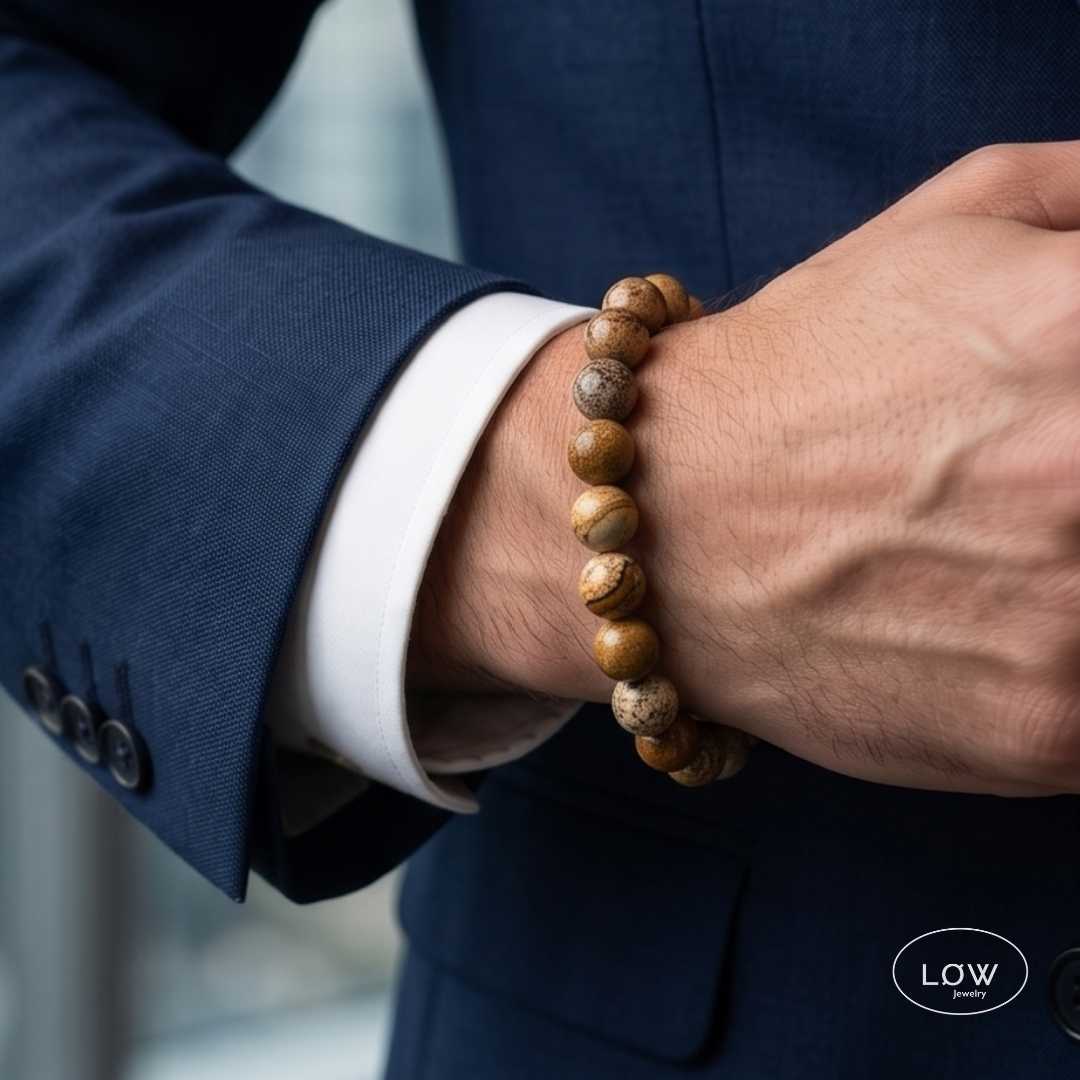 Jasper Stone Bead Bracelet fra LØW Jewelry perle armbånd