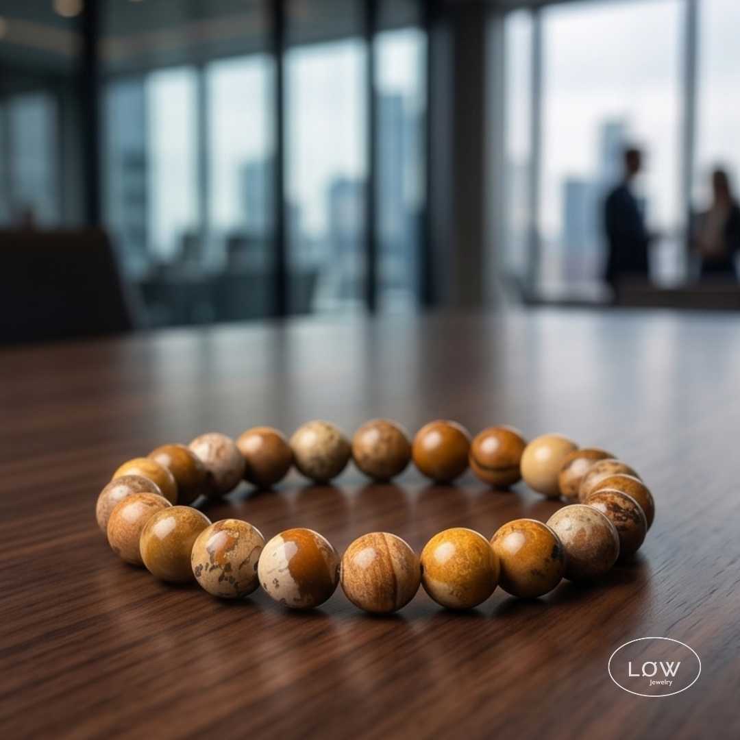 Jasper Stone Bead Bracelet fra LØW Jewelry perle armbånd