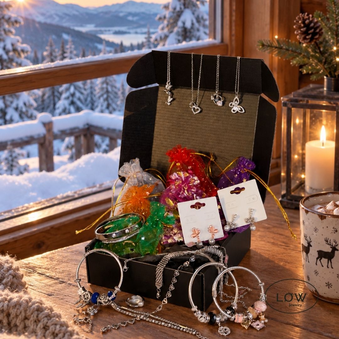 LØW Jewelry julekalender med 24 sølvfargede smykker. Verdi fra 3.096 kr – din pris 1.990 kr. Ringer, ørepynt, armbånd, charms og mer.
