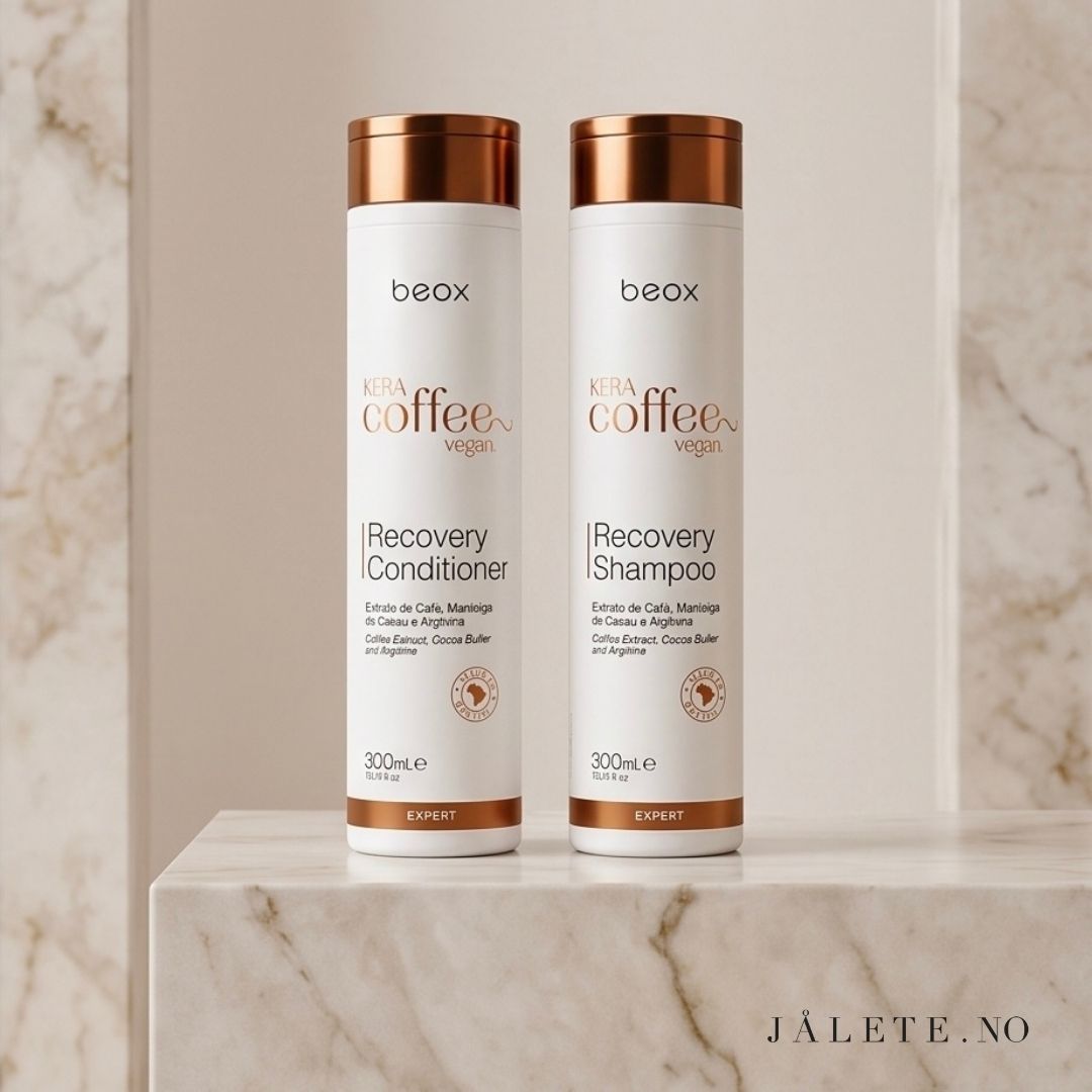 KeraCoffee Vegan Shampoo & Conditioner gir pleie, fuktighet og glans til keratinbehandlet, tørt, slitt og frizzy hår.