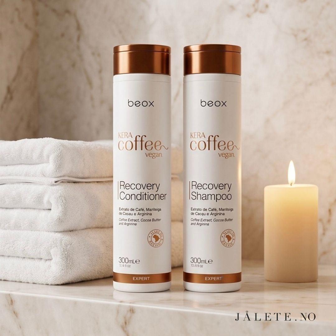 KeraCoffee Vegan Shampoo & Conditioner gir pleie, fuktighet og glans til keratinbehandlet, tørt, slitt og frizzy hår.