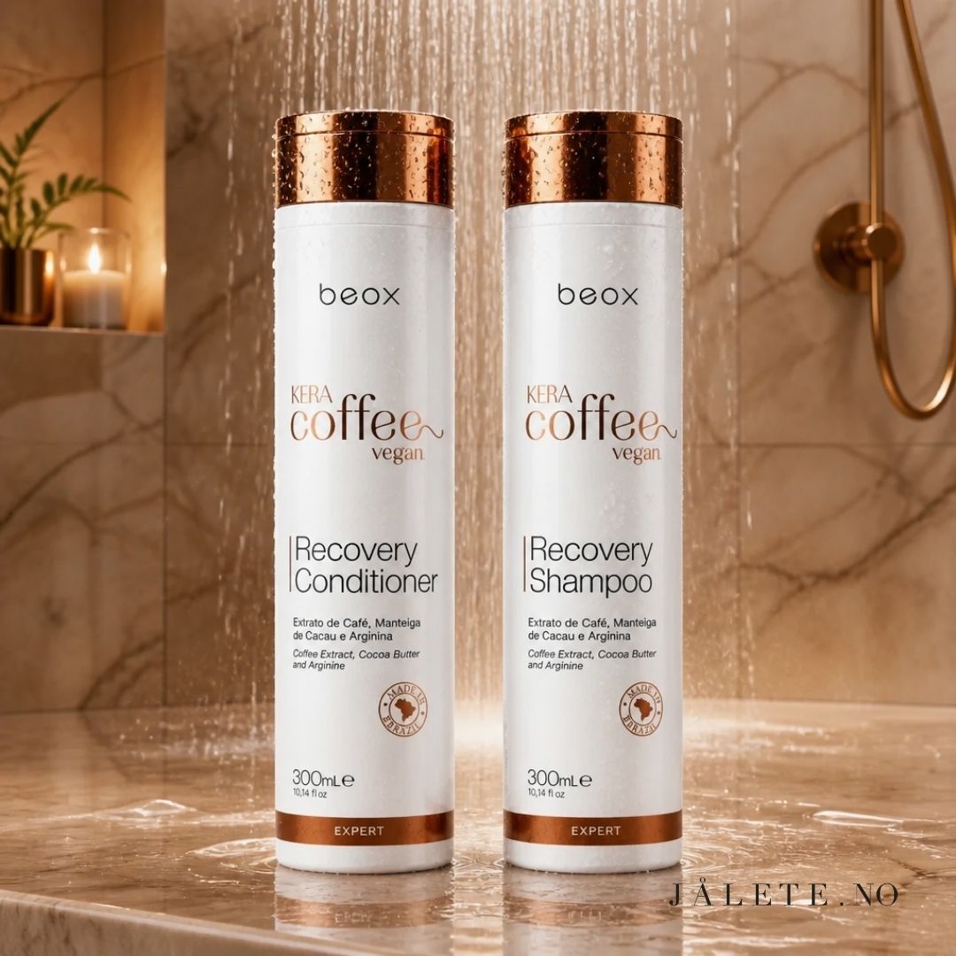 KeraCoffee Vegan Shampoo & Conditioner gir pleie, fuktighet og glans til keratinbehandlet, tørt, slitt og frizzy hår.