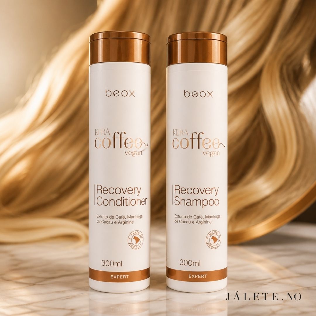 KeraCoffee Vegan Shampoo & Conditioner gir pleie, fuktighet og glans til keratinbehandlet, tørt, slitt og frizzy hår.