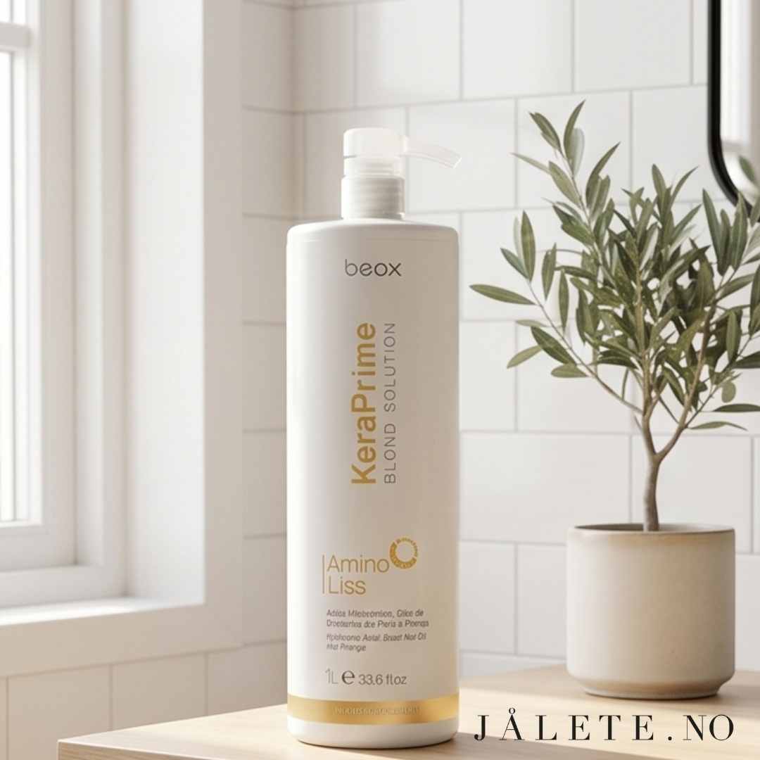 KeraPrime keratinbehandling hjemme for blondt hår med lilla pigmebter. Sunnere, sterkere, glattere og mindre frizzy hår. Jålete.no