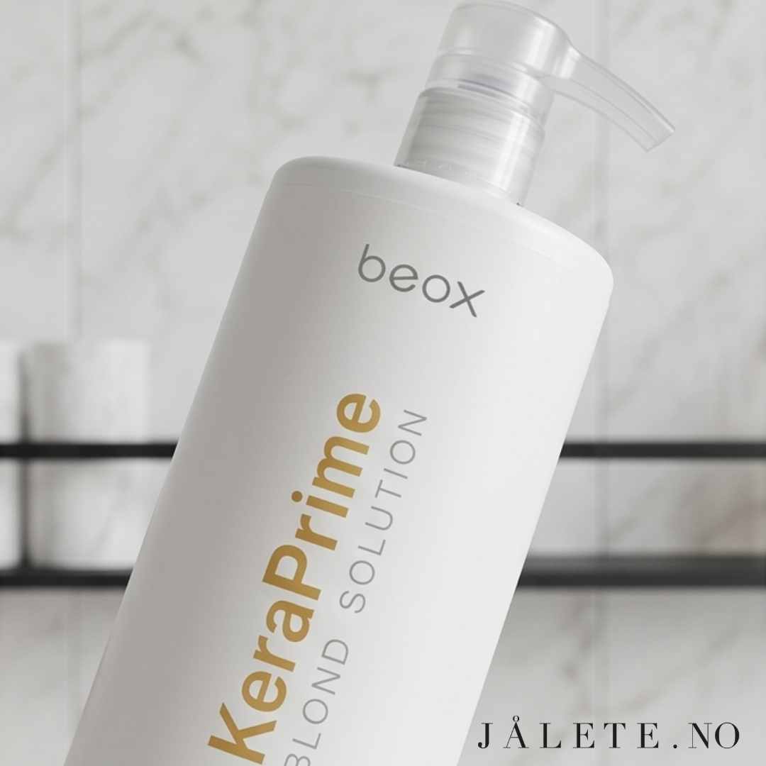 KeraPrime keratinbehandling hjemme for blondt hår med lilla pigmebter. Sunnere, sterkere, glattere og mindre frizzy hår. Jålete.no