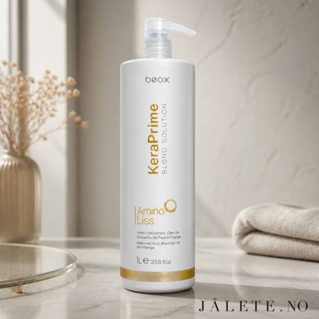 KeraPrime keratinbehandling hjemme for blondt hår med lilla pigmebter. Sunnere, sterkere, glattere og mindre frizzy hår. Jålete.no