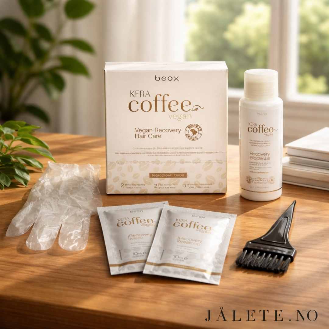 Keratinbehandling KeraCoffee Vegan keratin hjemme vegansk resultat før og etter ekte reviews