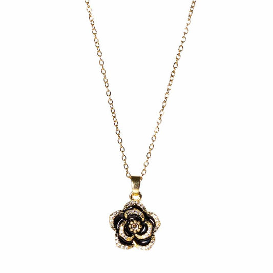 Halssmykke Black Rose, Titanium stål, nikkelfritt, Gullforgylt fra LØW Jewelry