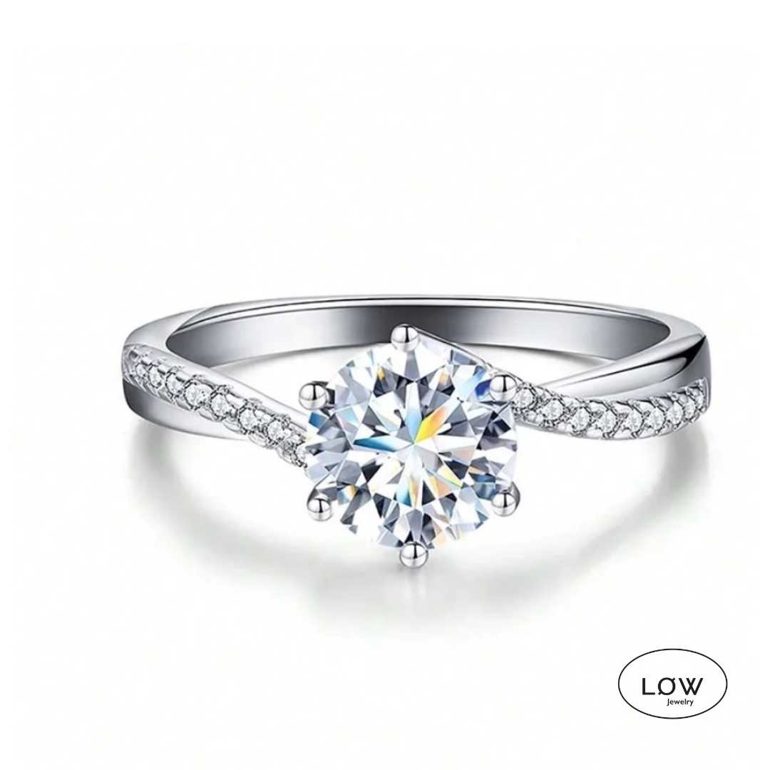 1CT Lab Grown Moissanite Ring – LØWELER (D Color, VVS1, Brilliant, 925 Sølv)