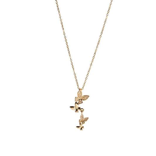 Halssmykke Sommerfugler, Titanium stål, nikkelfritt, Gullfarget fra LØW Jewelry