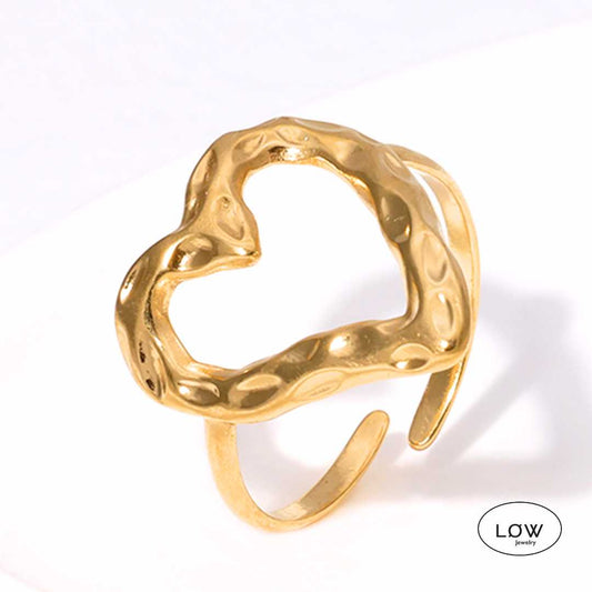 OpenHeart Ring – justerbar ring i 18K gullbelagt stål