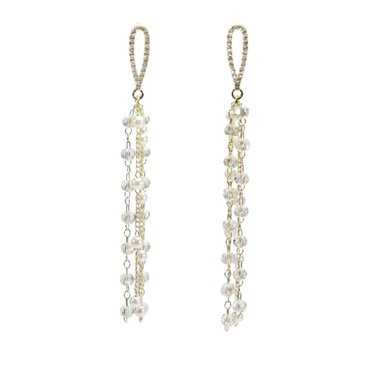 Ørepynt PearlyGlam par, kobber, nikkelfritt, zirconstener, legering fra LØW