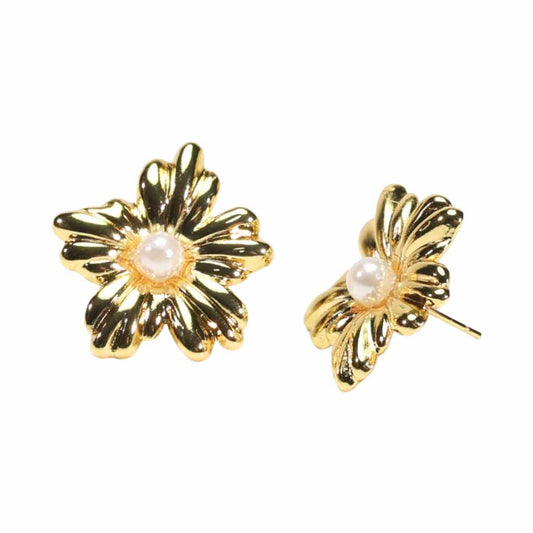 Ørepynt Stor Blomst – gullfarget rustfritt stål | LØW Jewelry