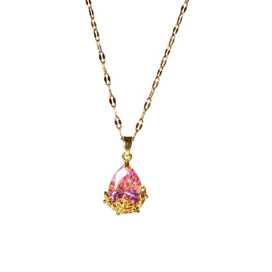Halssmykke Pink World Titanium stål, nikkelfritt, Gullforgylt fra LØW Jewelry