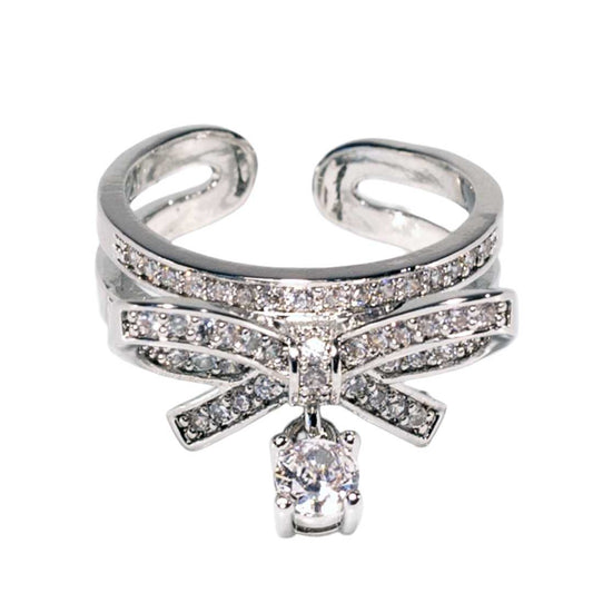 Ring Sløyfe Zirconchams, justerbar fra LØW Jewelry