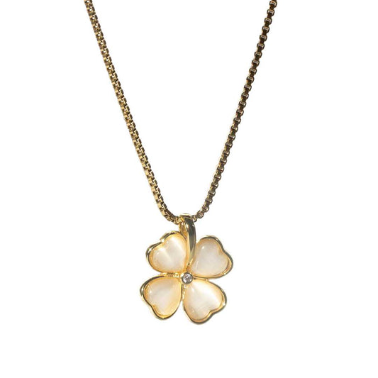 Halssmykke WhiteFlower, Titanium stål, nikkelfritt, Gullforgylt fra LØW Jewelry