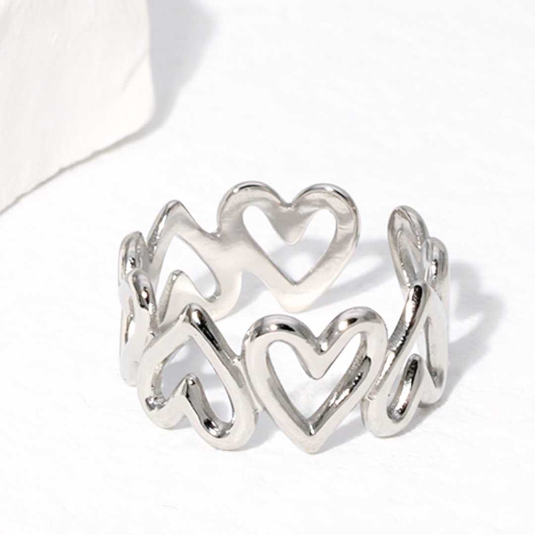 Ring Hjerter – justerbar ring i rustfritt stål | LØW Jewelry