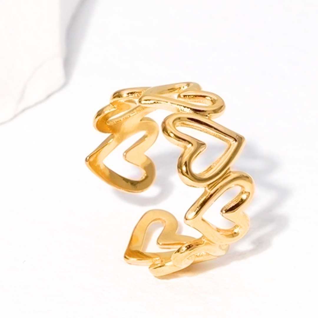 Ring Hjerter – justerbar ring i rustfritt stål | LØW Jewelry
