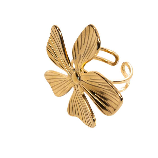 Ring FlowerPower, rustfritt stål, nikkelfritt, 18K gullbelagt fra LØW Jewelry