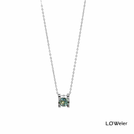 Blågrønn moissanite halssmykke i 925 sterling sølv – LØWeler