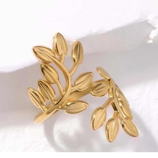 Ring Blader, rustfritt stål, nikkelfritt, 18K gullbelagt fra LØW Jewelry