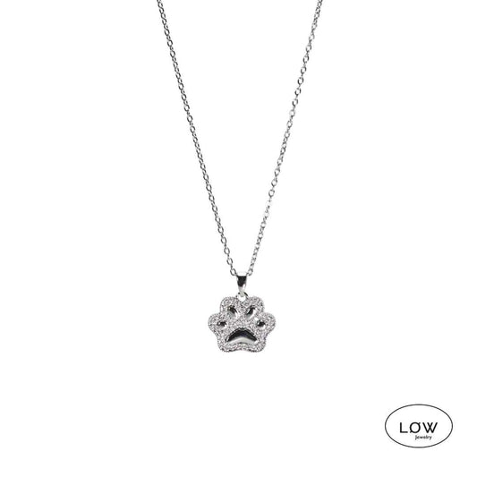 Paw Print Necklace – 18K White Gold