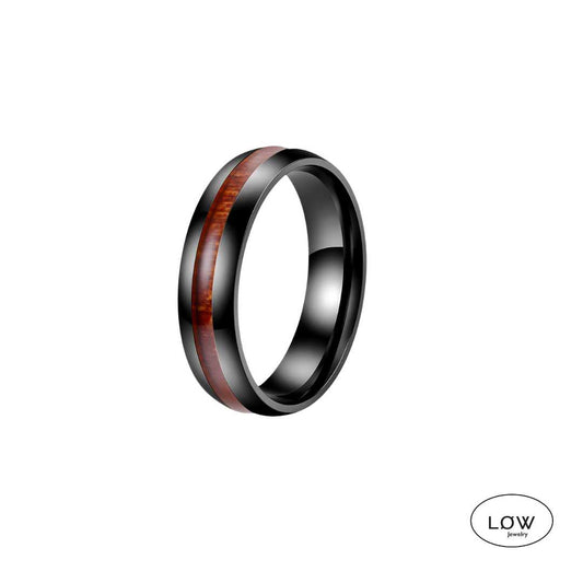 Black Wood Inlay Ring – Stainless Steel
