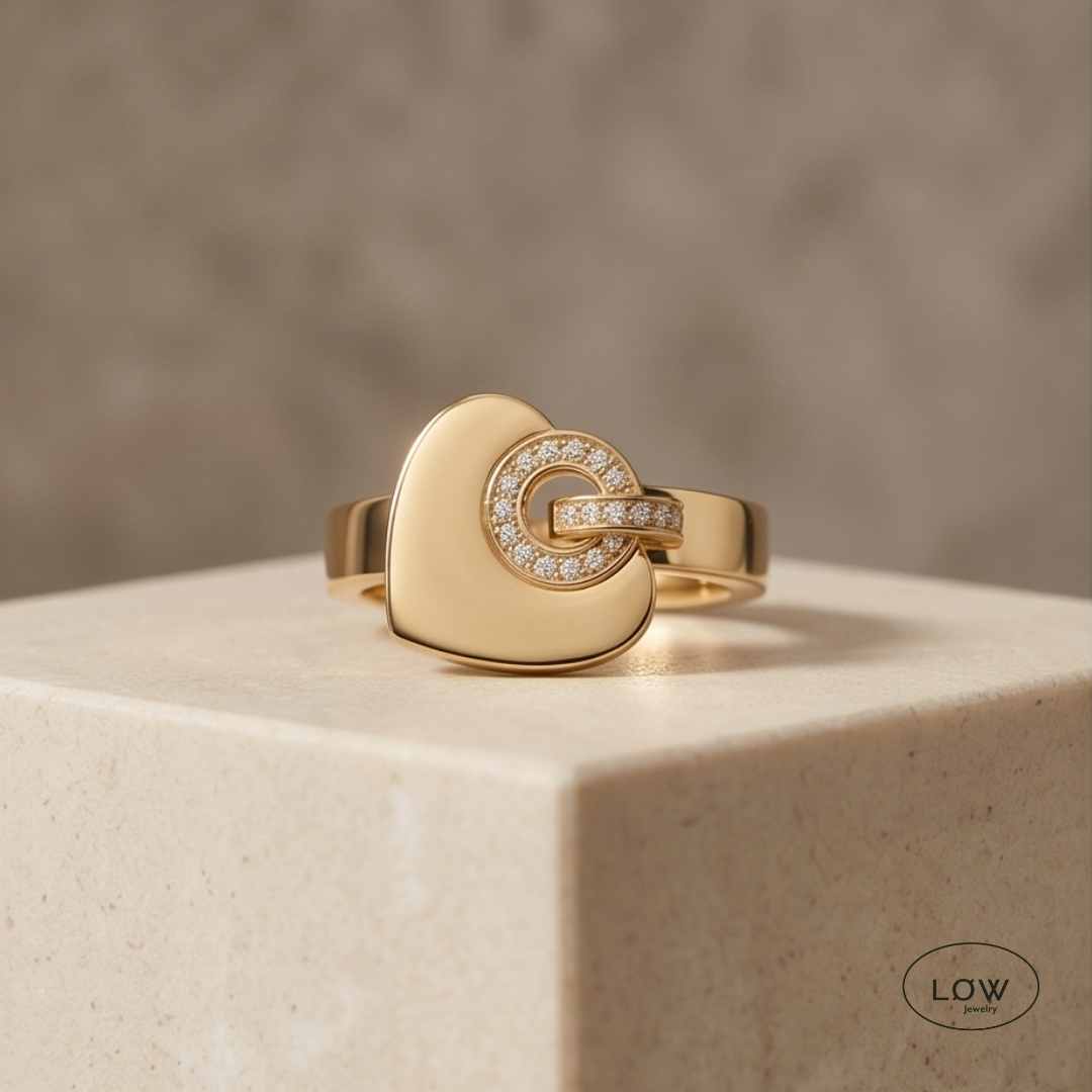 LoveHeart ring – charms ring med hjertecharms ring med charms og zirconestener LØW Jewelry