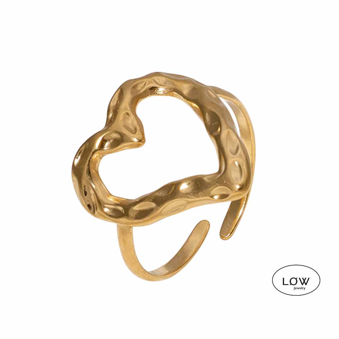 OpenHeart Ring – justerbar ring i 18K gullbelagt stål