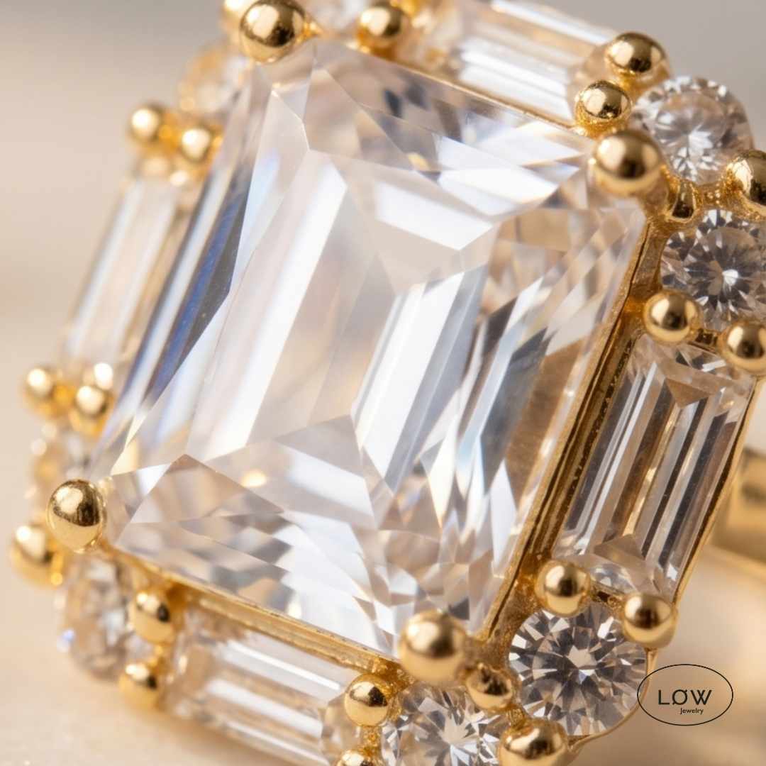 Lumière Solitaire Open Ring Gold fra LØW Jewelry justerbar