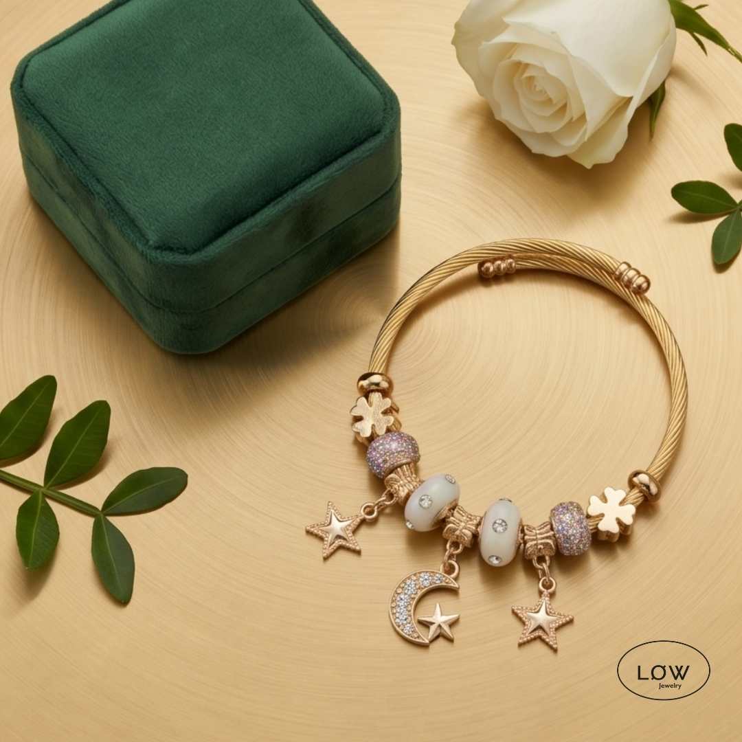 Charms armbånd ferdig fylt charmsarmbånd LØW Jewelry hvit